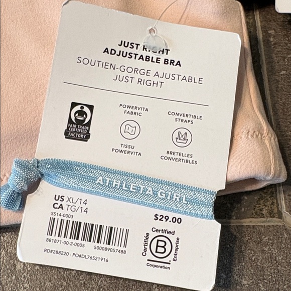 NWT Athleta Girl Bundle of an Upbeat Bra & a Just Right Adjustable Bra Sz 14. - Picture 9 of 9